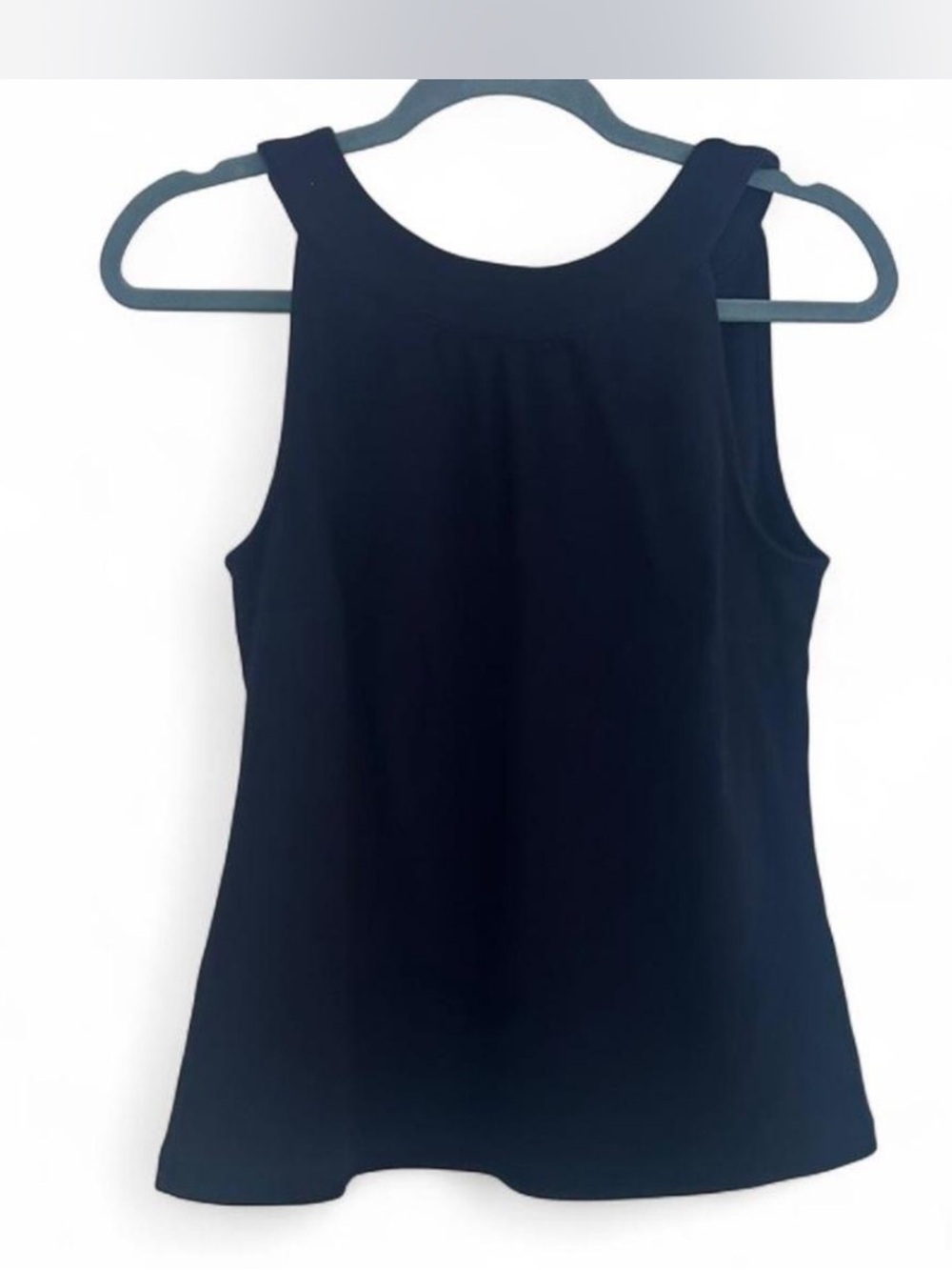 Talbots Women's Navy Sleeveless Button-Up Round Neck Jersey Cotton Tank, Size M